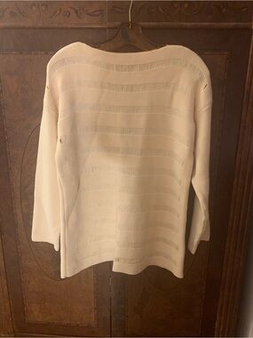 Made in Italy Cream Open-Knit Stripe Women’s Sweater, size S